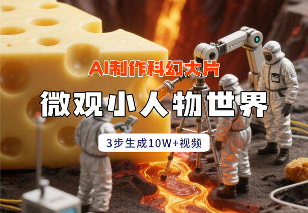 3步生成10W+视频，AI制作微观“小人物世界”科幻大片，条条万赞，1条作品涨粉2.3万_华良副业网