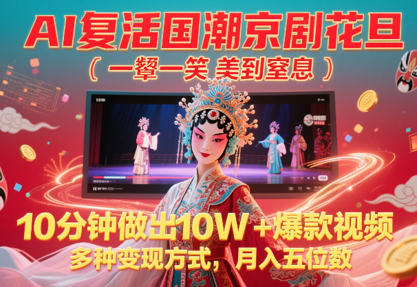 AI复活国潮京剧花旦，一颦一笑美到窒息，10分钟做出爆款视频（附详细教程）_华良副业网