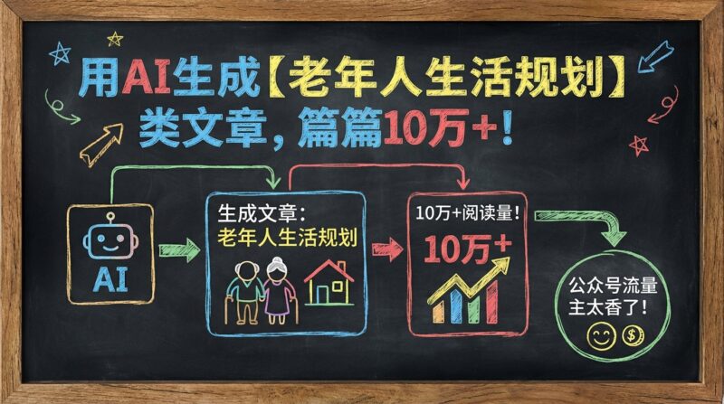 用AI生成【老年人生活规划】类文章，篇篇10万+！做公众号流量主太香了！_华良副业网