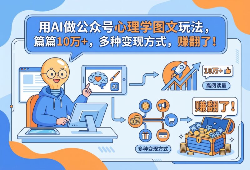 用AI做公众号心理学图文玩法，篇篇10万+，多种变现方式，赚翻了！_华良副业网